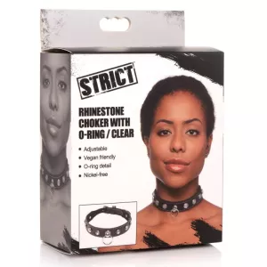 Diamant BDSM Halsband in Schwarz mit Strasssteinen von Strict - Verpackung