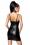 Schwarzes Wetlook Mini Kleid von einer Frau getragen - Sicht von hinten