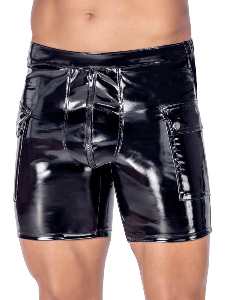 BLACK LEVEL Lack-Shorts mit Klappentaschen