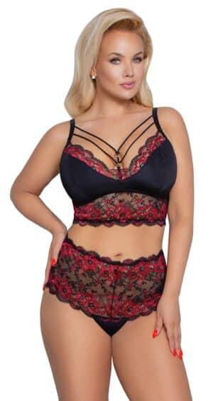 Cottelli CURVES BH plus Slip mit edler 2-farbiger Spitze