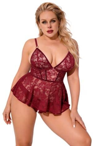 Cottelli CURVES Babydoll inklusive Ouvert-Slip