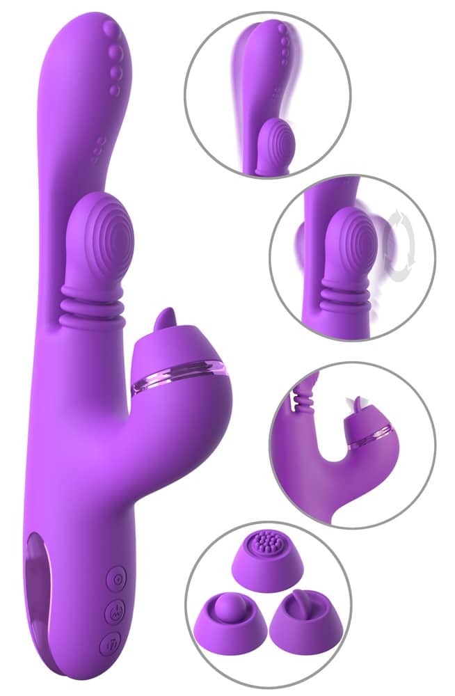Fantasy For Her Rabbitvibrator „IntiMotion Pulse Pro“ inklusive 3 Klitoris-Aufsätze