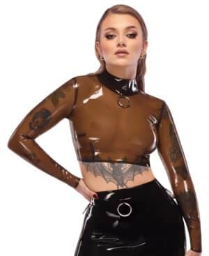 Late X Latex-Shirt mit großem Frontring