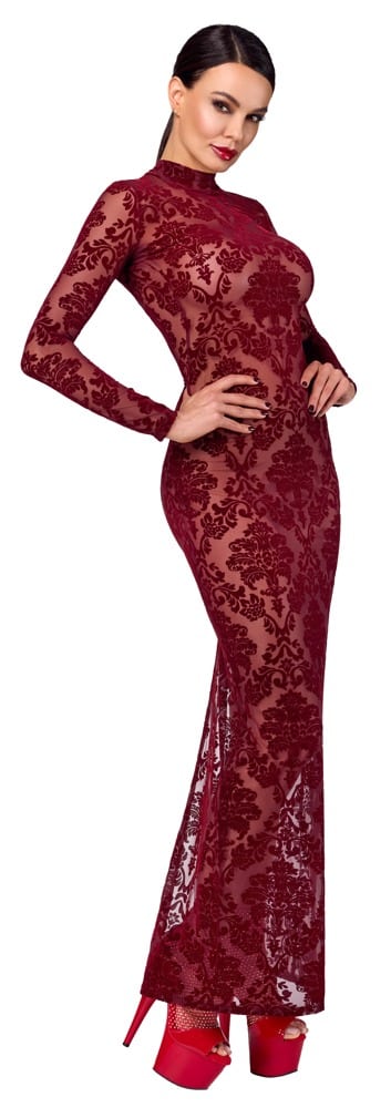 Noir Kleid „Kink Royal“ mit Samtflockprint-Ornamenten