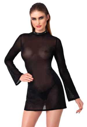 Noir Minikleid in Glitzer-Transparenz