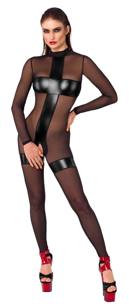 Noir Ouvert-Overall in stylischer Transparenz