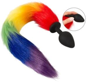 You2Toys Analplug „fluffy tail“ mit buntem Kunstfell-Schweif
